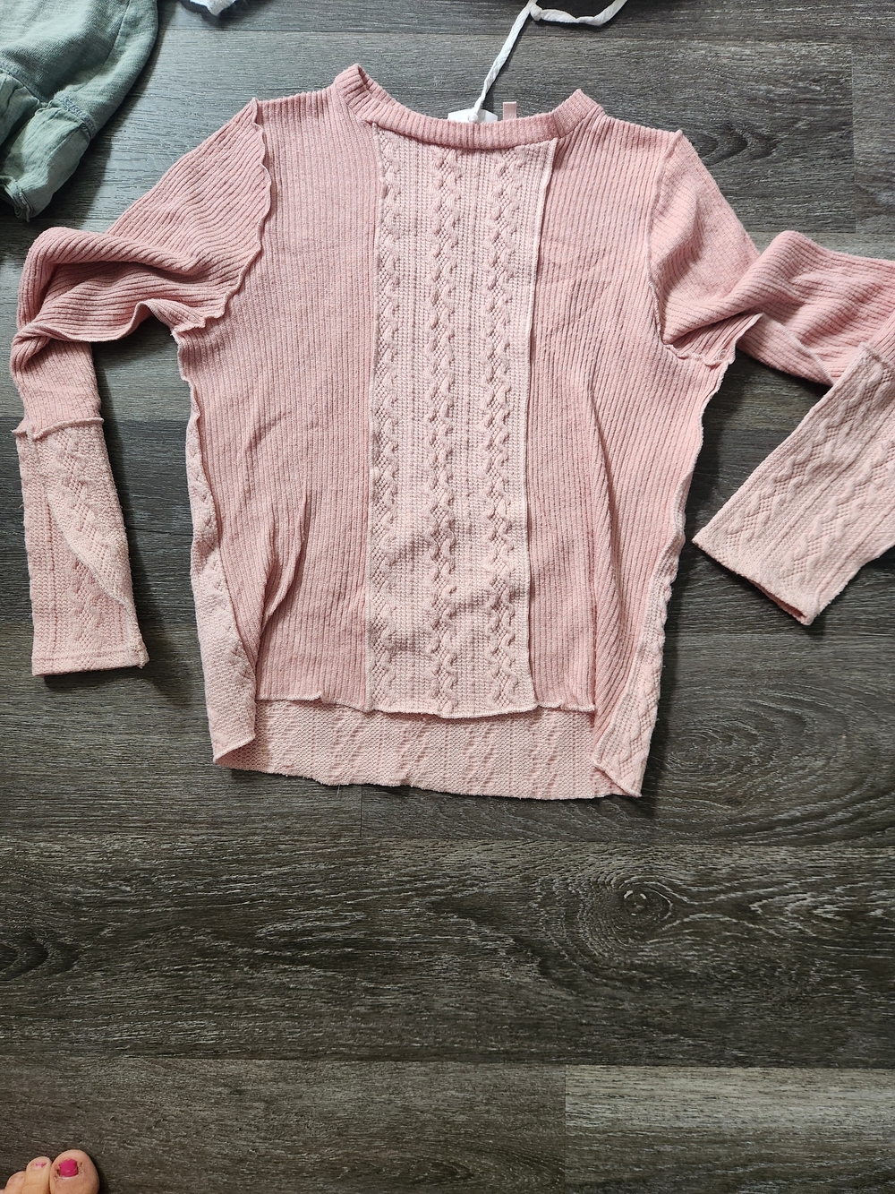 Buckle Girls Pink Cable Knit Long-Sleeve Top